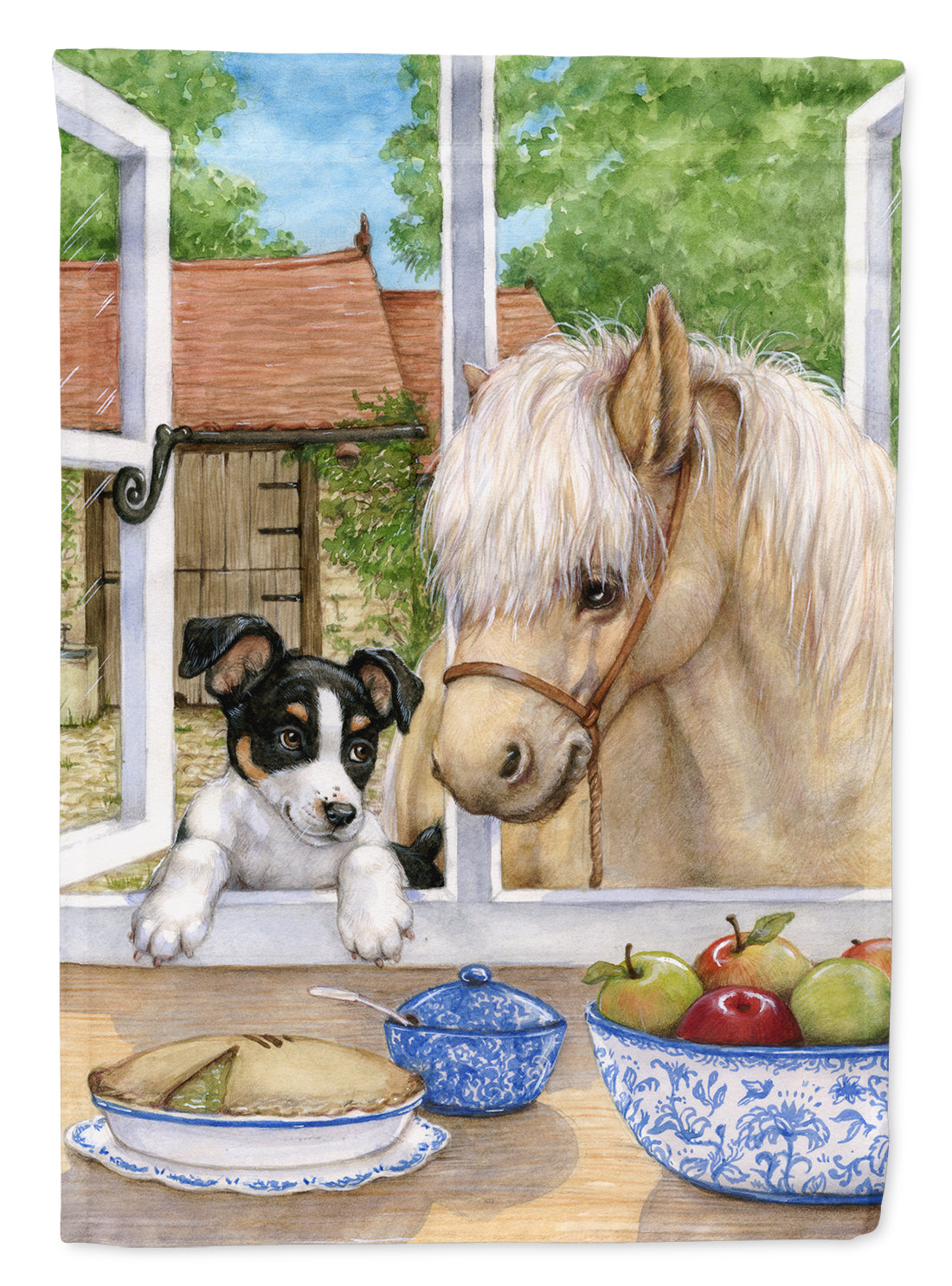 Jack Russel Puppy and Foal Horse Flag Garden Size CDCO0379GF