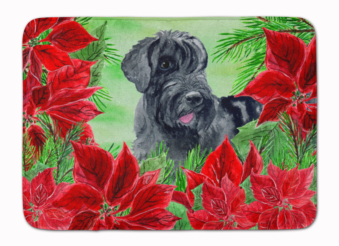 Giant Schnauzer Poinsettas Machine Washable Memory Foam Mat CK1308RUG