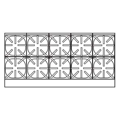 Imperial IHPA-10-60 – Hotplate, gas, 60″W, (10) open burners, cast iron grates