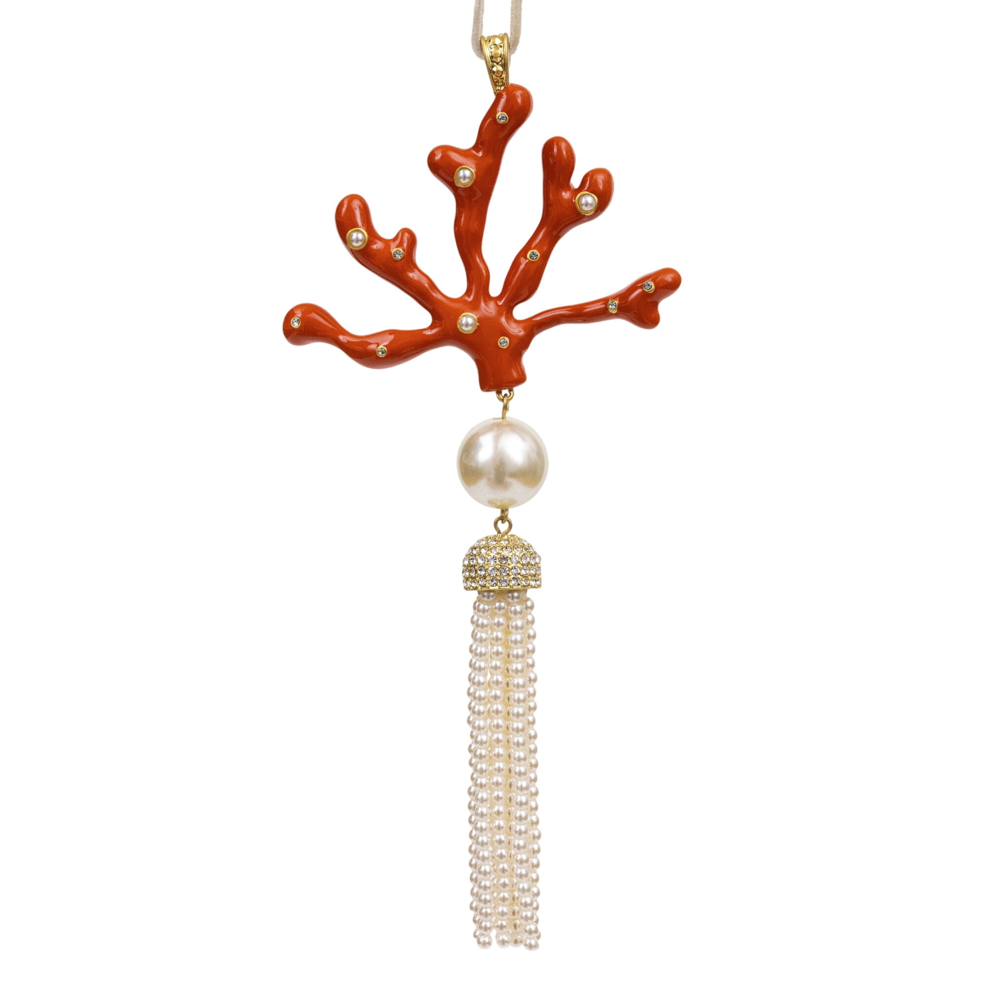 Coral Tassel Hanging Ornament, Coral