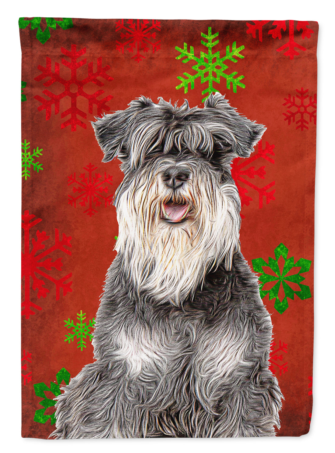 Red Snowflakes Holiday Christmas  Schnauzer Flag Garden Size KJ1185GF