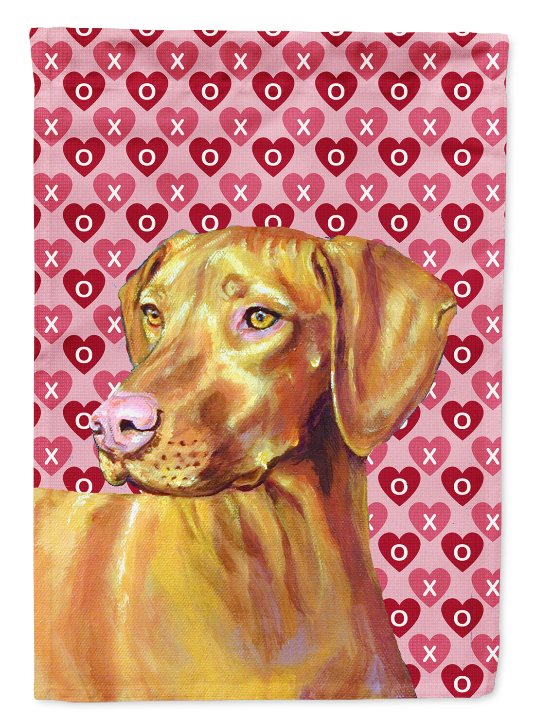 Vizsla Hearts Love and Valentine’s Day Portrait Flag Garden Size