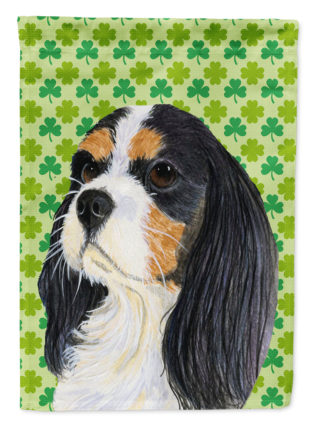 Cavalier Spaniel St. Patrick’s Day Shamrock Portrait Flag Garden Size