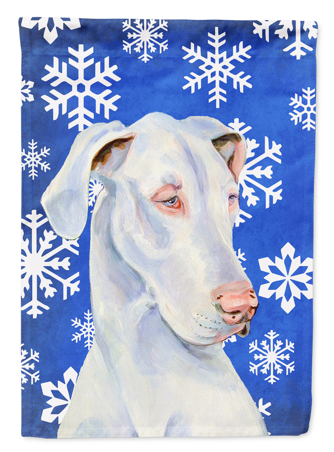 Great Dane Winter Snowflakes Holiday Flag Garden Size