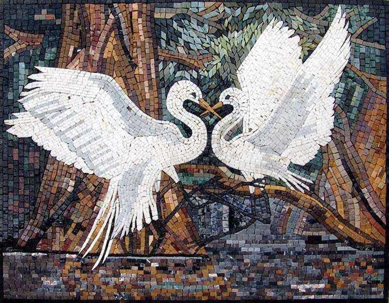 Mosaic Wall Art – Romantic Herons