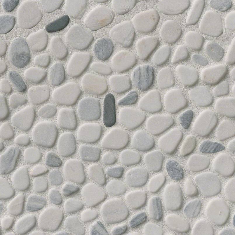 MSI Black And White Pebbles Tumbled Marble Backsplash Mosaic Tile 11.42″x11.42″ – Rio Lago Collection