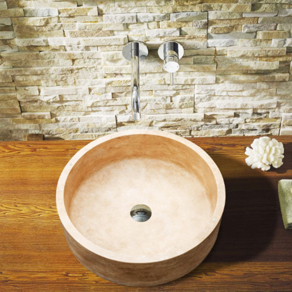 Natural Stone Classic Travertine Round Shape Vessel Sink (D)16″ (H)6″