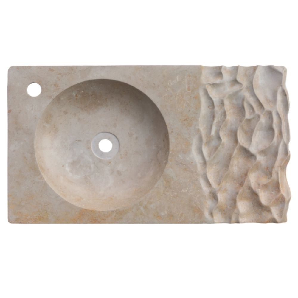 Natural Stone Troia Light Travertine Above Counter Wavy Shape Sink (W)16″ (L)27.5″ (H)3″