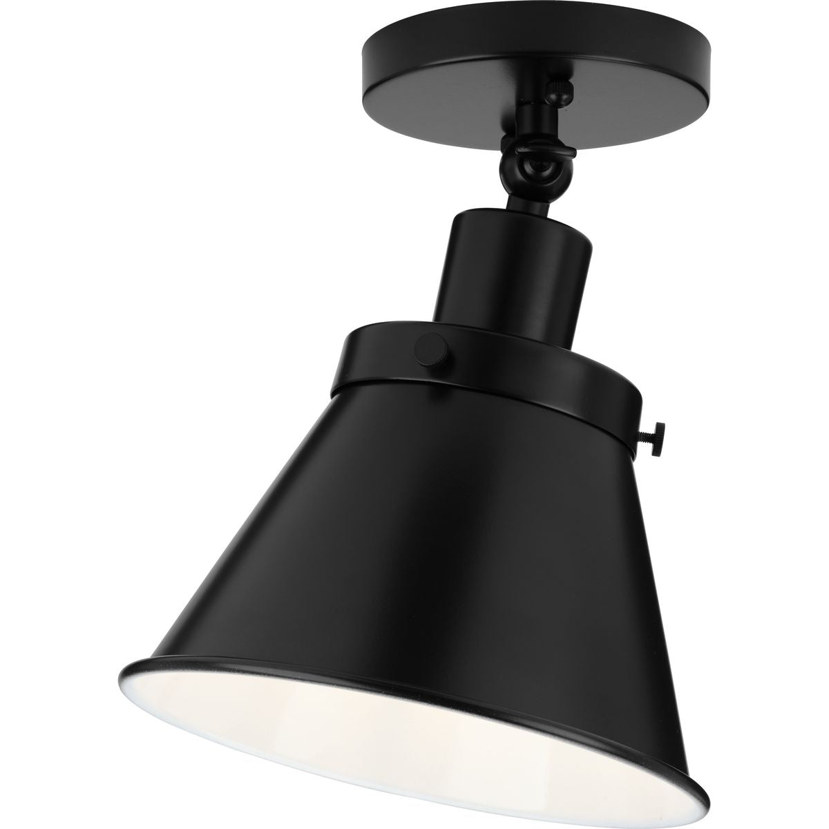 PROGRESS LIGHTING P350199-031 Hinton Collection One-Light Matte Black Vintage Style Ceiling Light in Matte Black