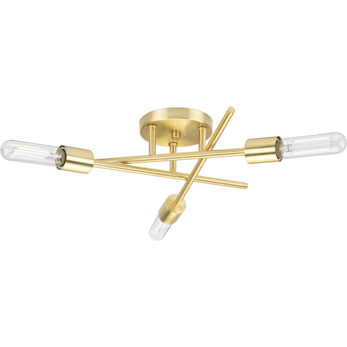 PROGRESS LIGHTING P350225-012 Astra Collection Three-Light 18″ Satin Brass Modern Semi-Flush Mount Light in Satin Brass