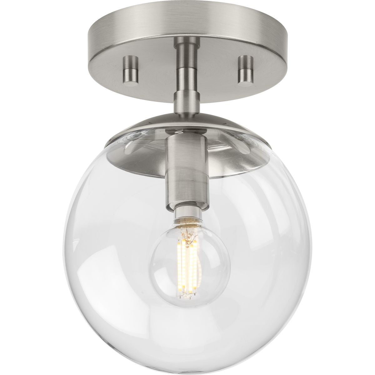 PROGRESS LIGHTING P350234-009 Atwell Collection One-Light Brushed Nickel Mid-Century Modern Semi-Flush Mount in Brushed Nickel