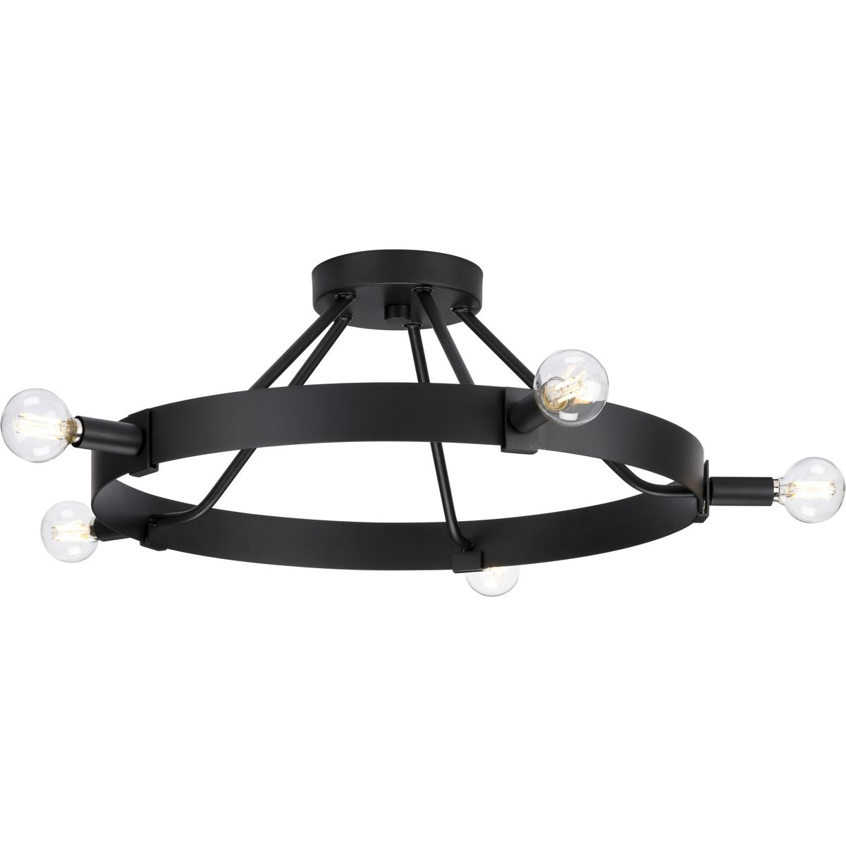 PROGRESS LIGHTING P350240-31M Breckenridge Collection Five-Light Matte Black Rustic Farmhouse Semi-Flush Mount in Matte Black