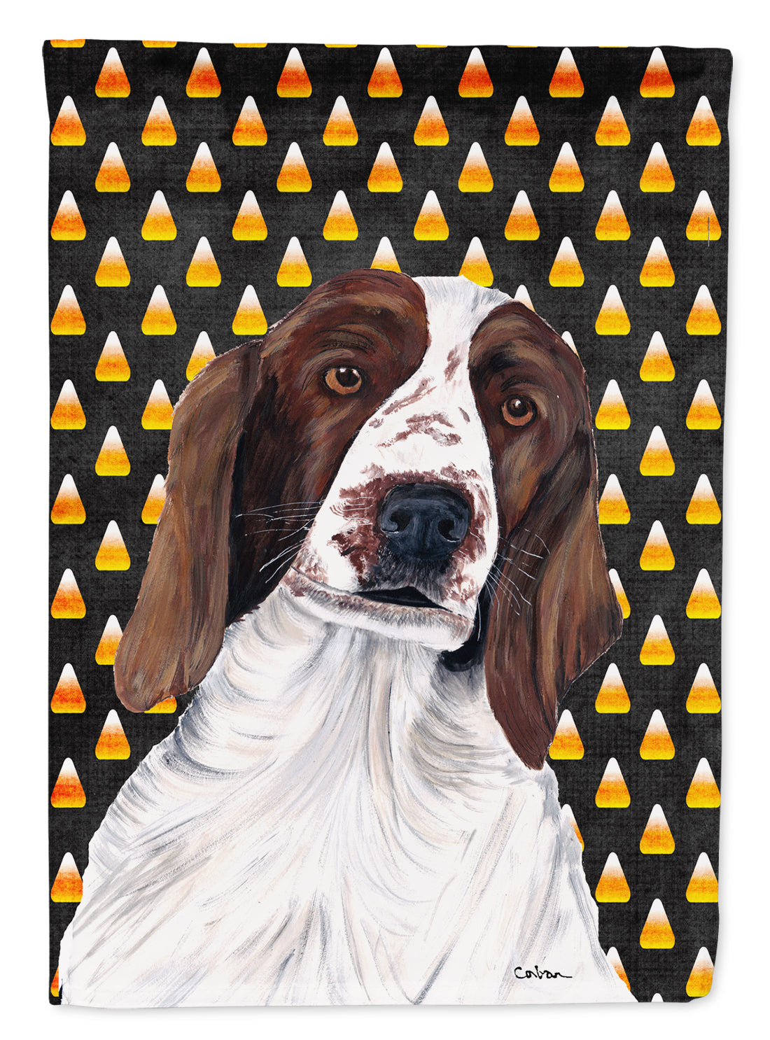 Welsh Springer Spaniel Candy Corn Halloween Portrait Flag Garden Size