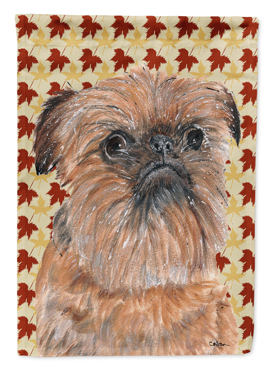 Brussels Griffon Fall Leaves Flag Garden Size