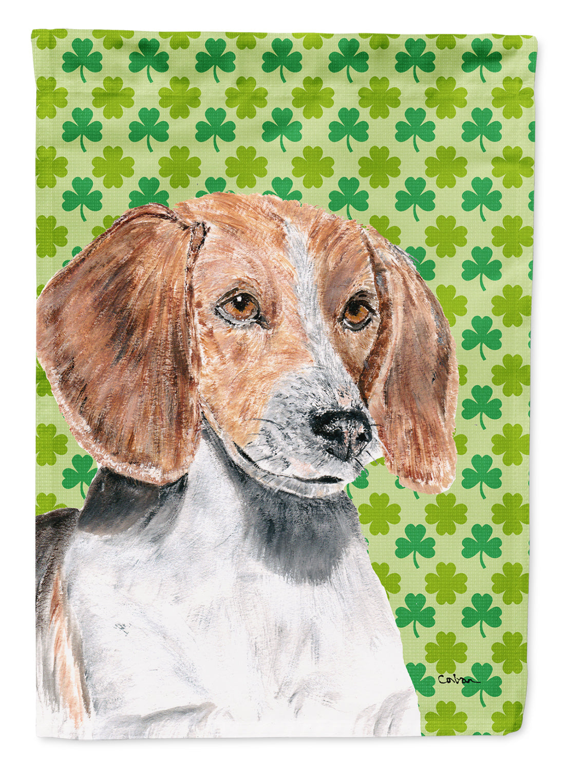 English Foxhound St Patrick’s Irish Flag Garden Size