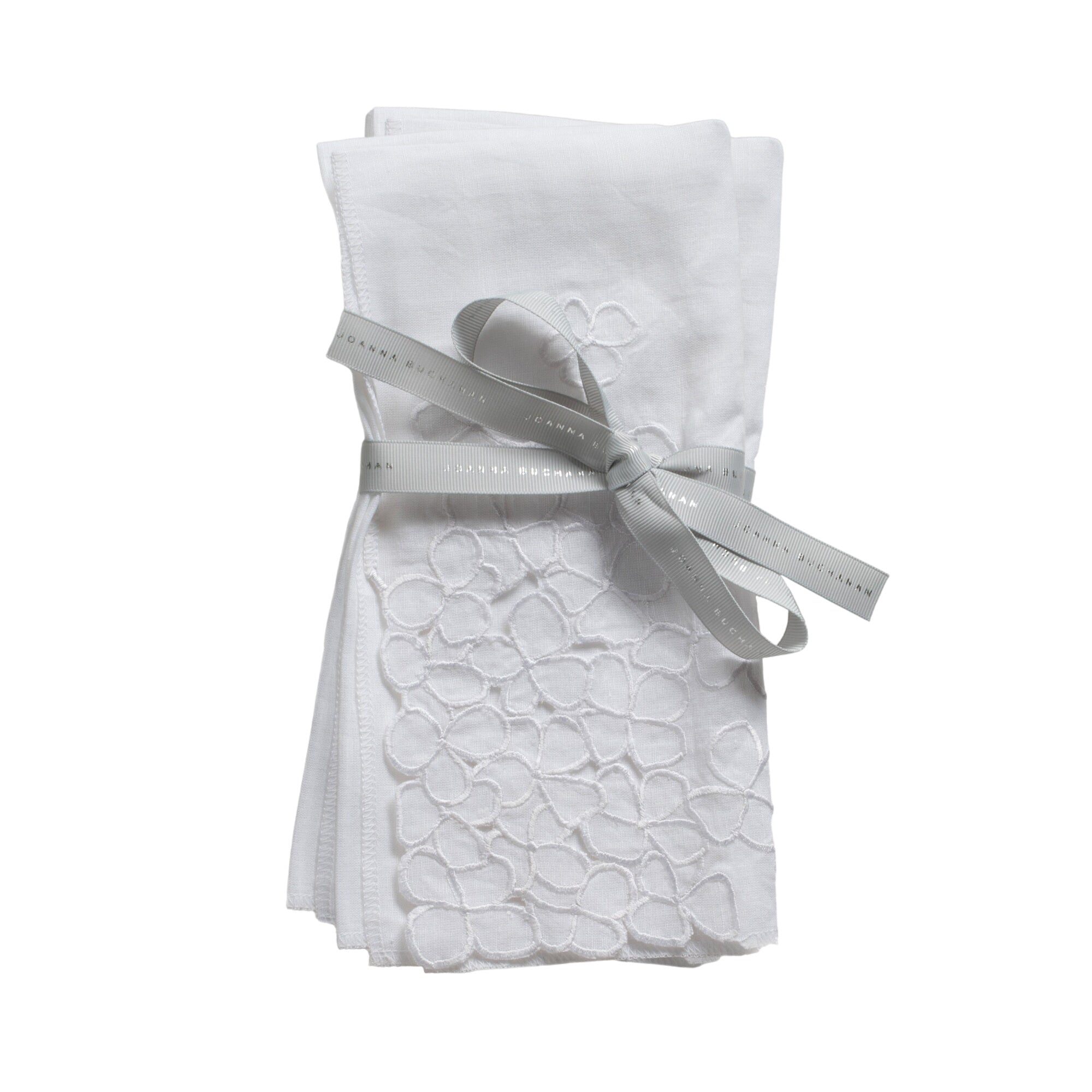 Hydrangea Dinner Napkins, White, Set Of Two