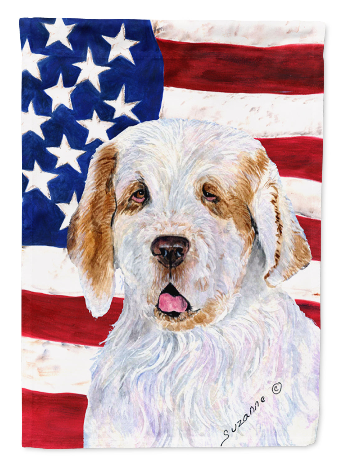 USA American Flag with Clumber Spaniel Flag Garden Size