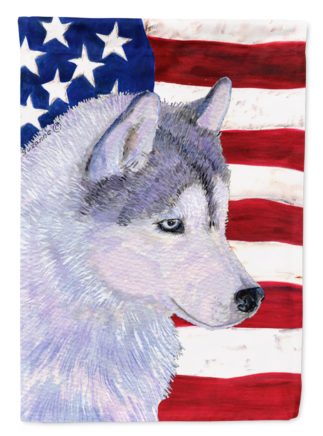 USA American Flag with Siberian Husky Flag Garden Size