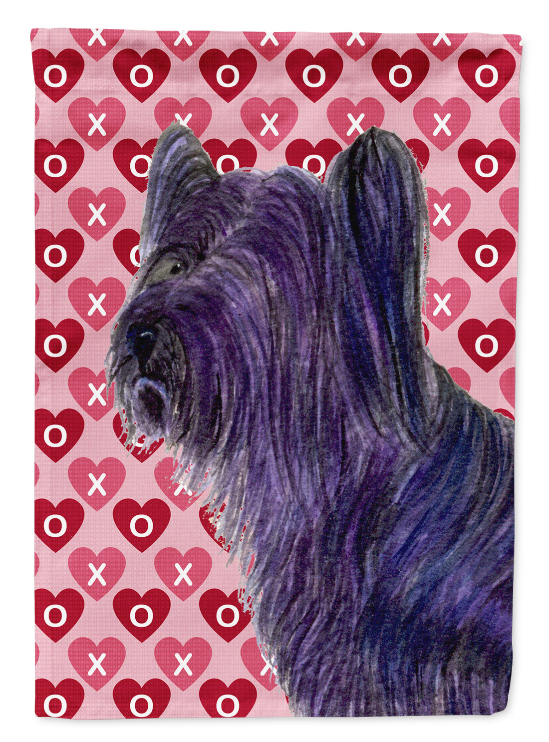 Skye Terrier Hearts Love and Valentine’s Day Portrait Flag Garden Size