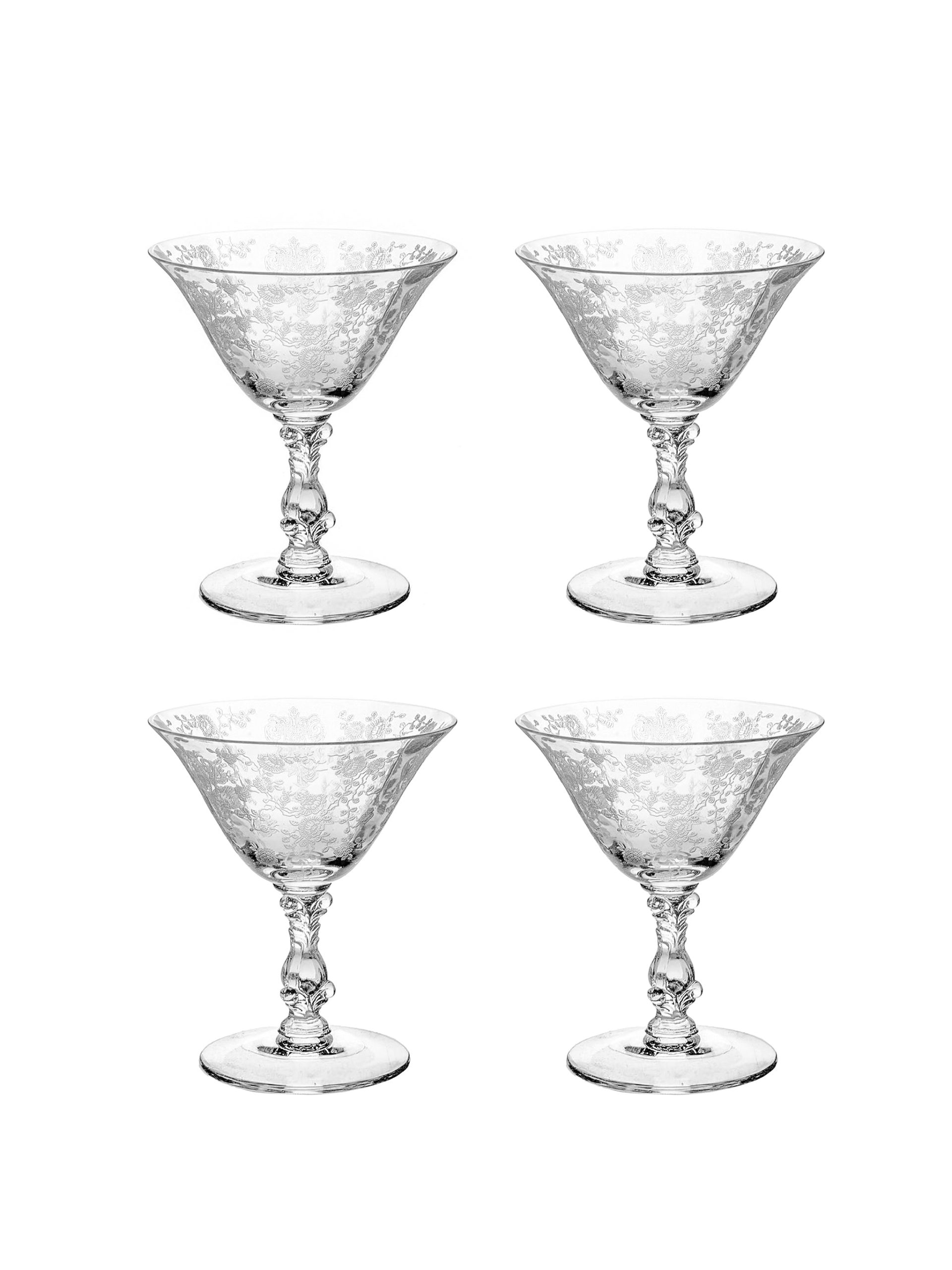 Vintage 1930s Rose Point Cambridge Short Martini Glasses