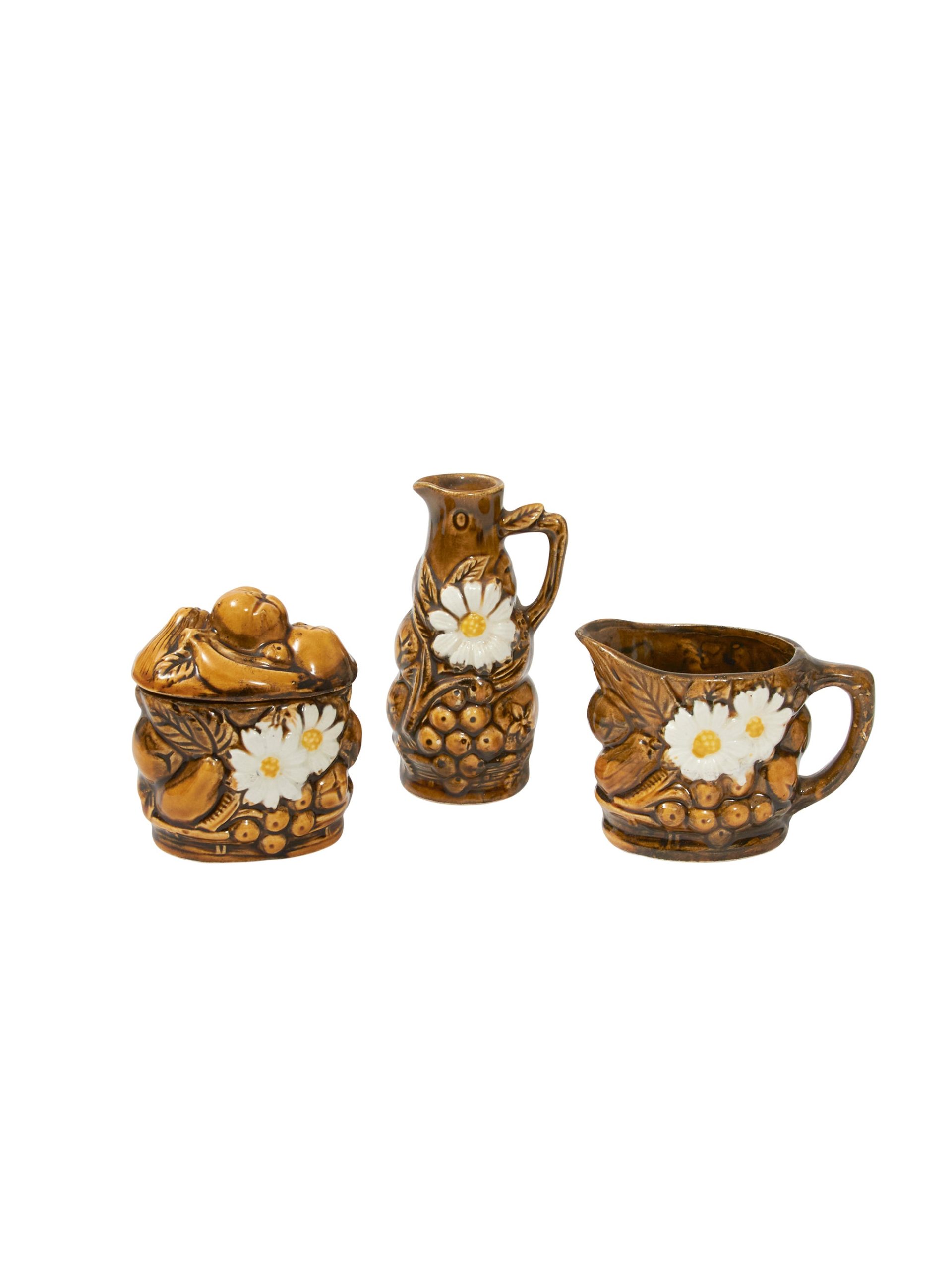 Vintage Retro Japanese Daisy Pitcher, Creamer & Sugar Bowl Set