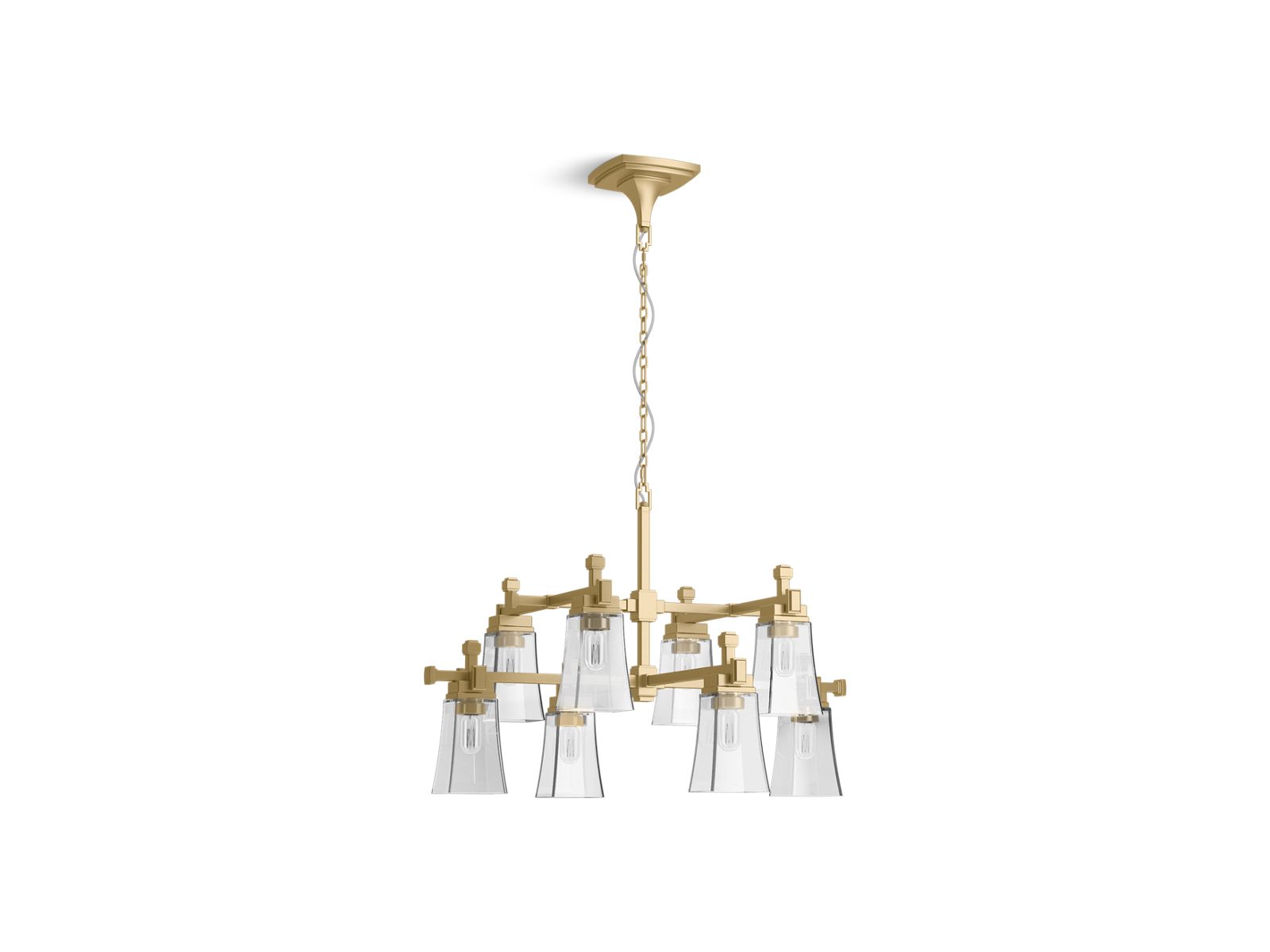 KOHLER K-31759-CH08-2GL Riff 35″ Chandelier In Brushed Moderne Brass