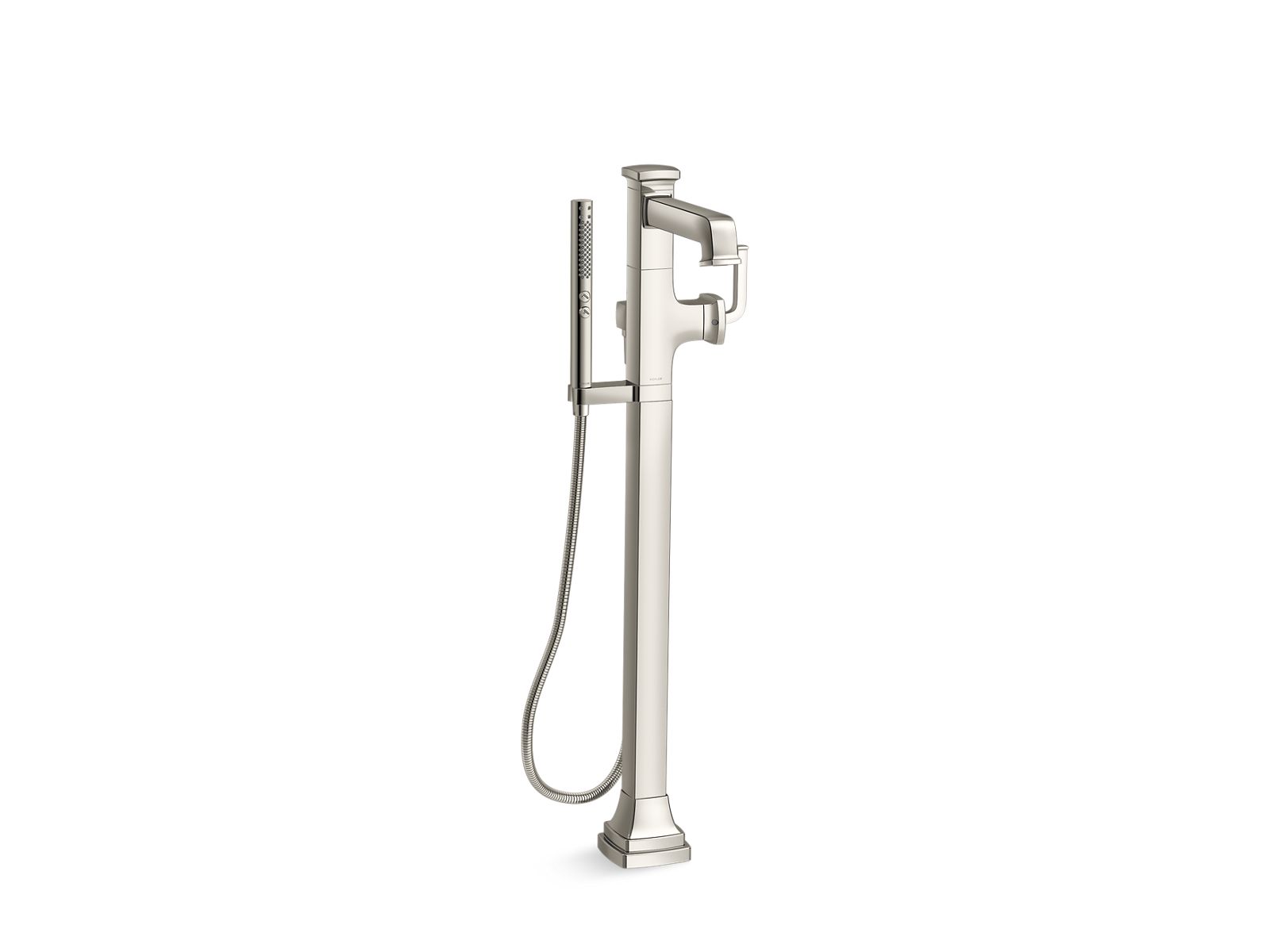 KOHLER K-T27408-4-SN Riff Floor-Mount Bath Filler Trim With Handshower In Vibrant Polished Nickel