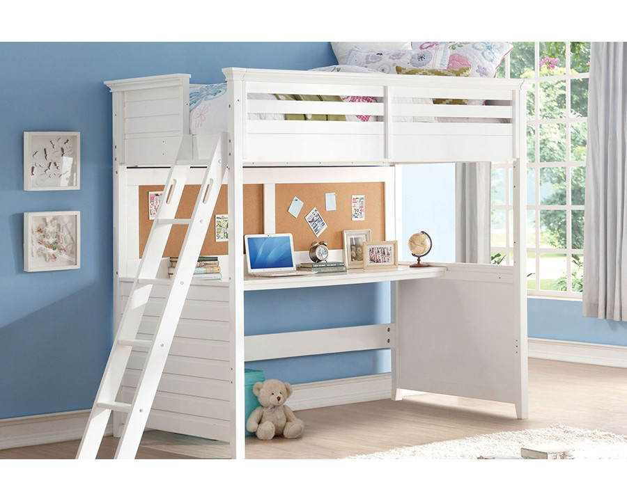 ACME – Lacey Twin Loft Bed with Desk in White