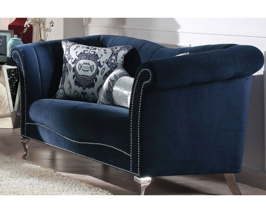 ACME – Jaborosa Loveseat with 2 Pillows in Blue