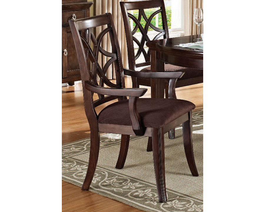 ACME – Keenan Arm Chair (Set-2) in Brown Microfiber/Dark Walnut