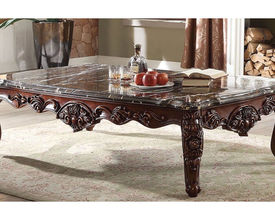 ACME – Forsythia Coffee Table in Marble Top/Walnut