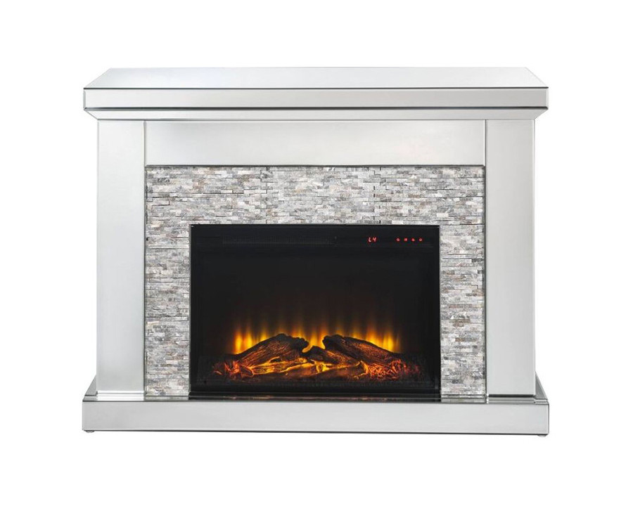 ACME – Laksha Fireplace in Mirrored/Stone