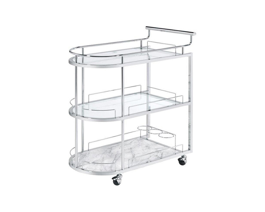 ACME – Inyo Serving Cart in Clear Glass/Chrome