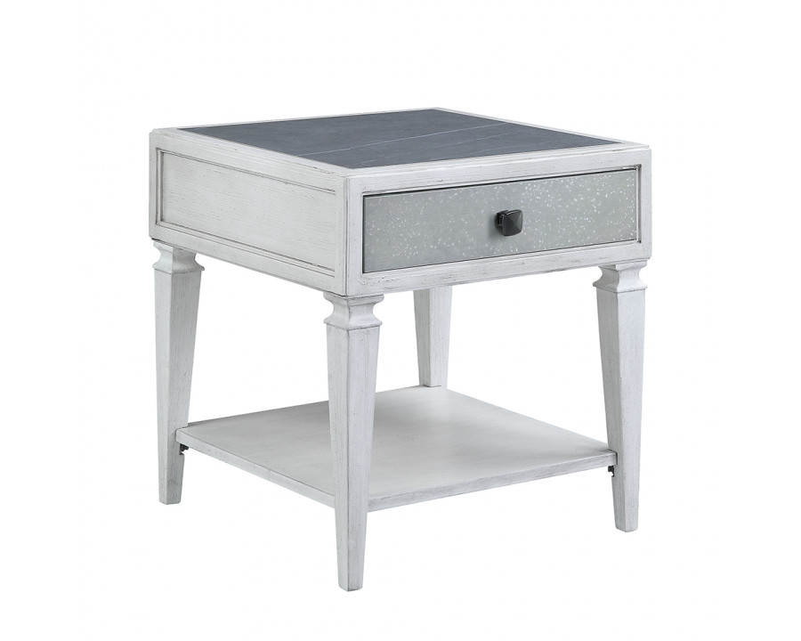 ACME – Katia End Table in Rustic Gray/Weathered White