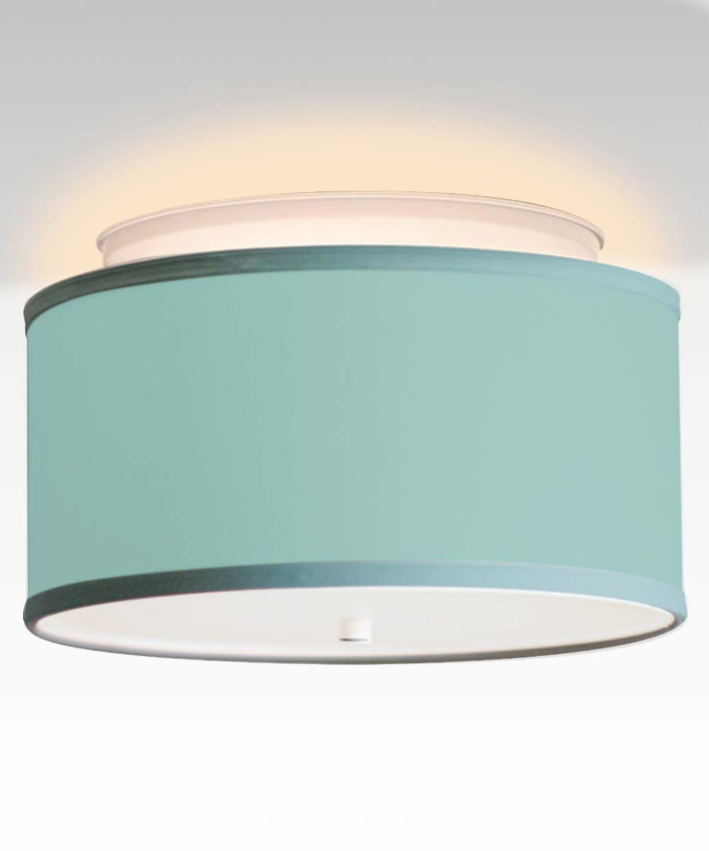 Moderne Flush Mount Conversion Kit 14″w Island Paradise Blue Drum Lampshade