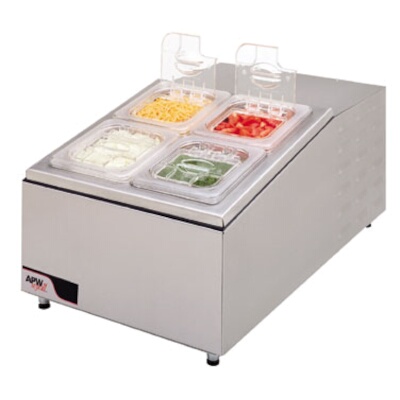 APW RTR-4 – Refrigerated Topping Rail, counter top condiment dispenser, self