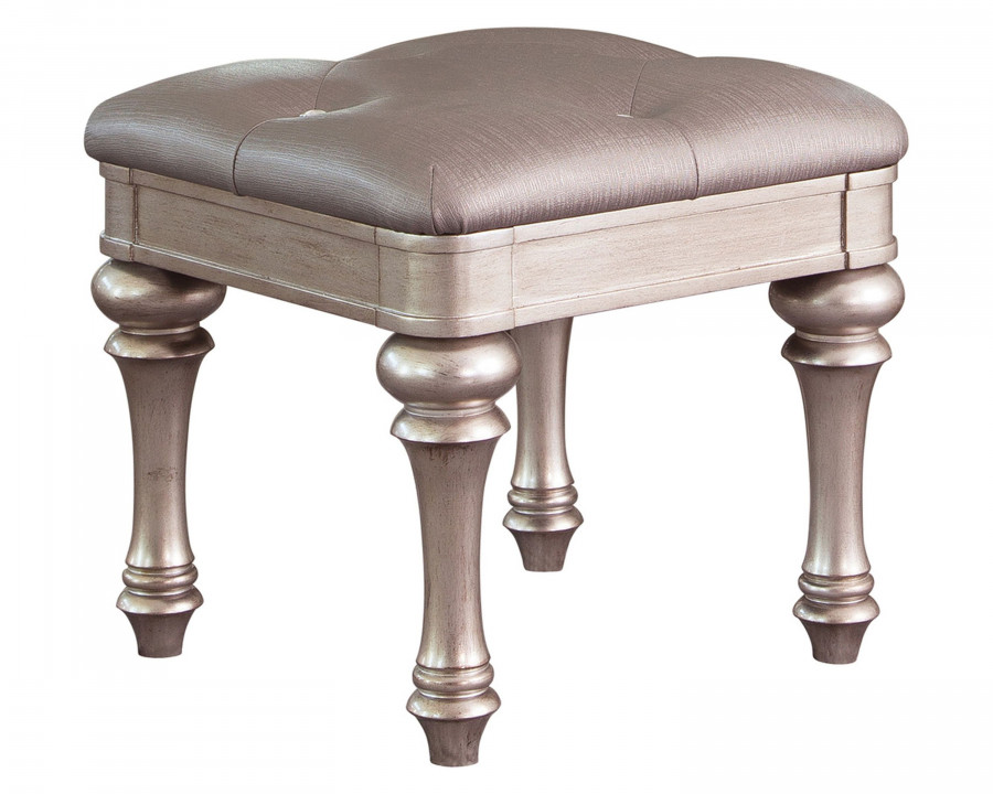 Coaster – Upholstered Vanity Stool in Metallic Platinum