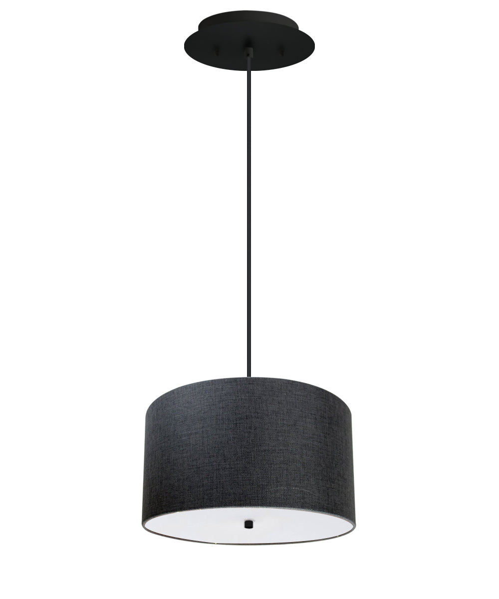 18″ W 2 Light Pendant Granite Gray Shade with Diffuser, Black Cord