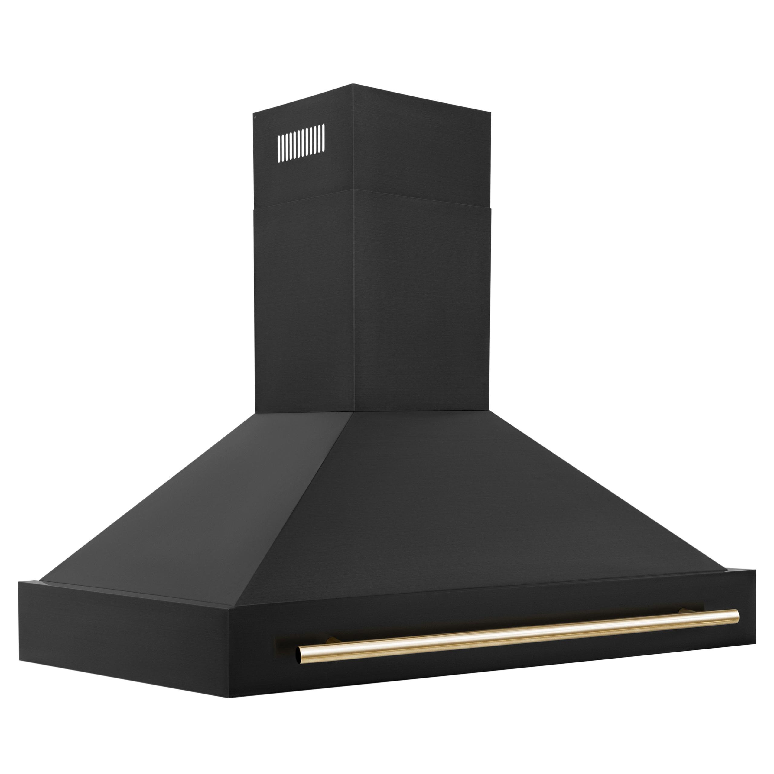 ZLINE 48 in. Autograph Edition Black Stainless Steel Range Hood with Handle (BS655Z-48) [Color: Gold]