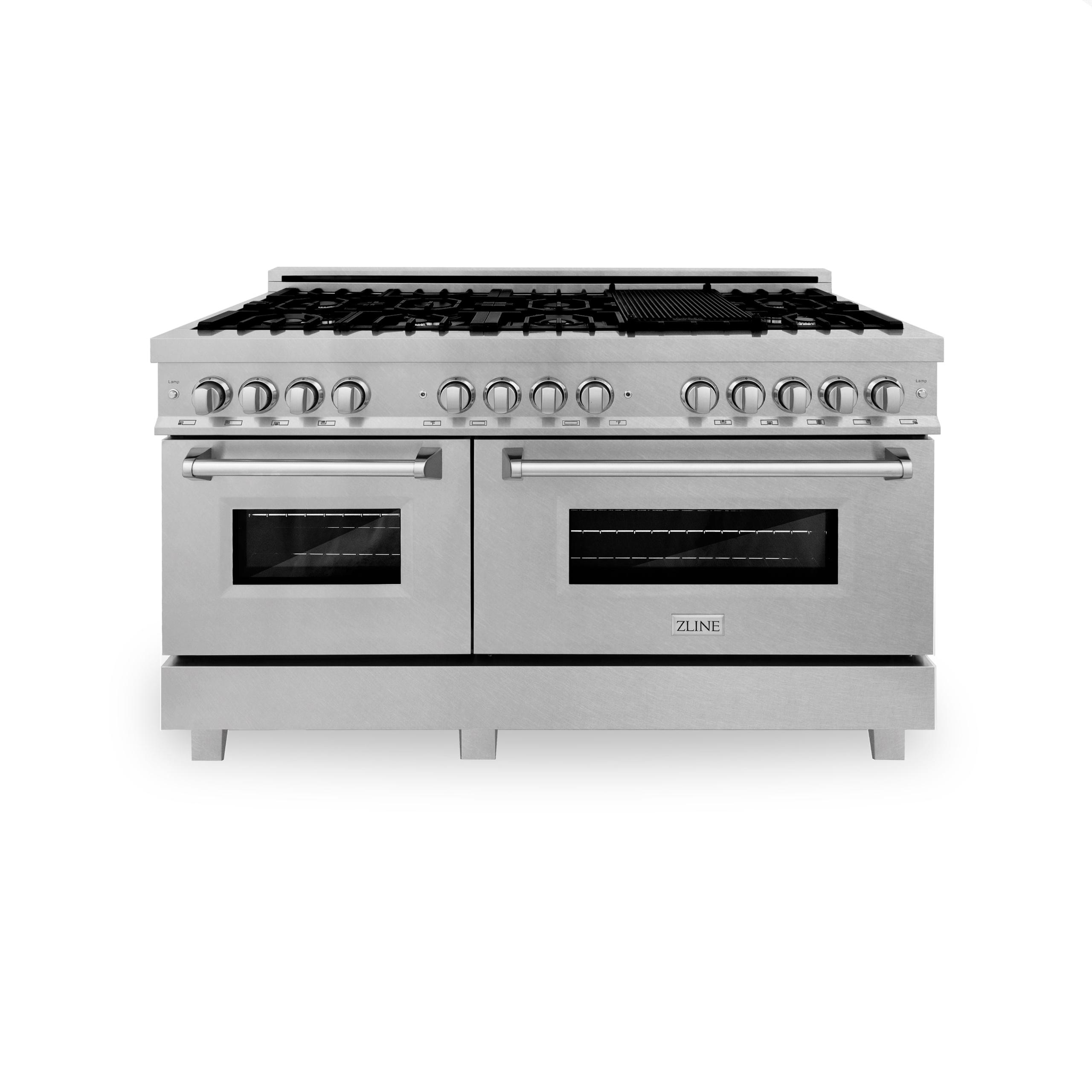 ZLINE 60 in. 7.4 cu. ft. Legacy Dual Fuel Range with 9 Burner Gas Cooktop and 2 Electric Convection Ovens [Color: DuraSnow Stainless Steel]