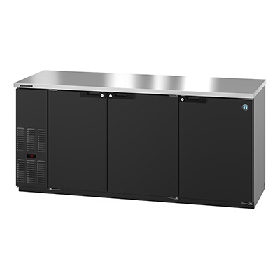 Hoshizaki BB80 – Back Bar Cooler, three-section, 80″W, (3) solid doors, black exterior