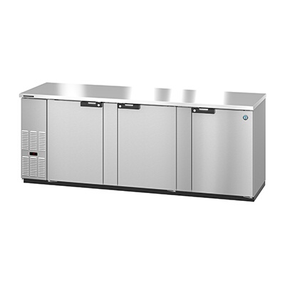 Hoshizaki BB95-S – Back Bar Cooler, three-section, 95-1/2″W, (3) solid doors, stainless steel exterior