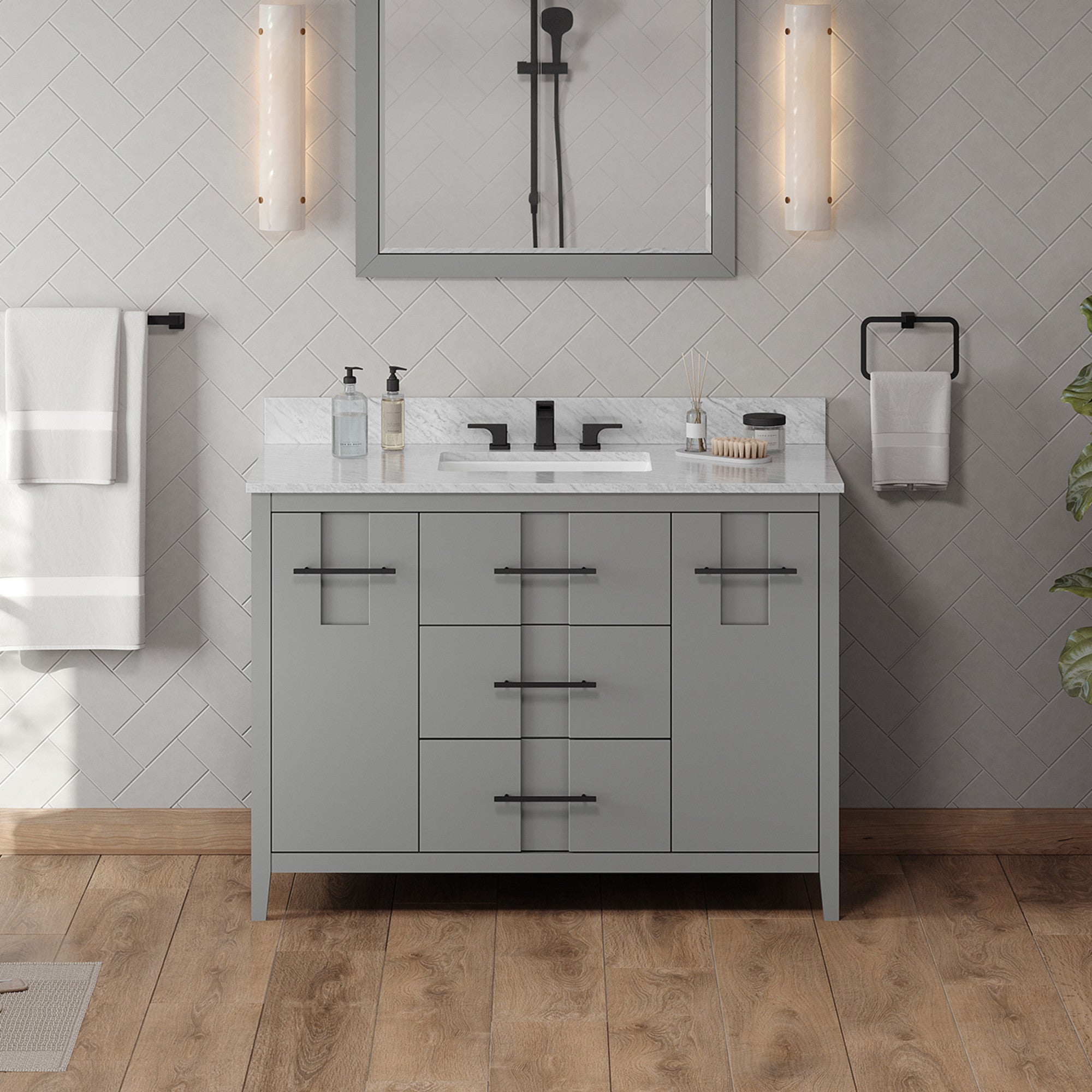 JEFFREY ALEXANDER VN2KAT-48-GR-NT 48″ Grey Katara Vanity – Grey