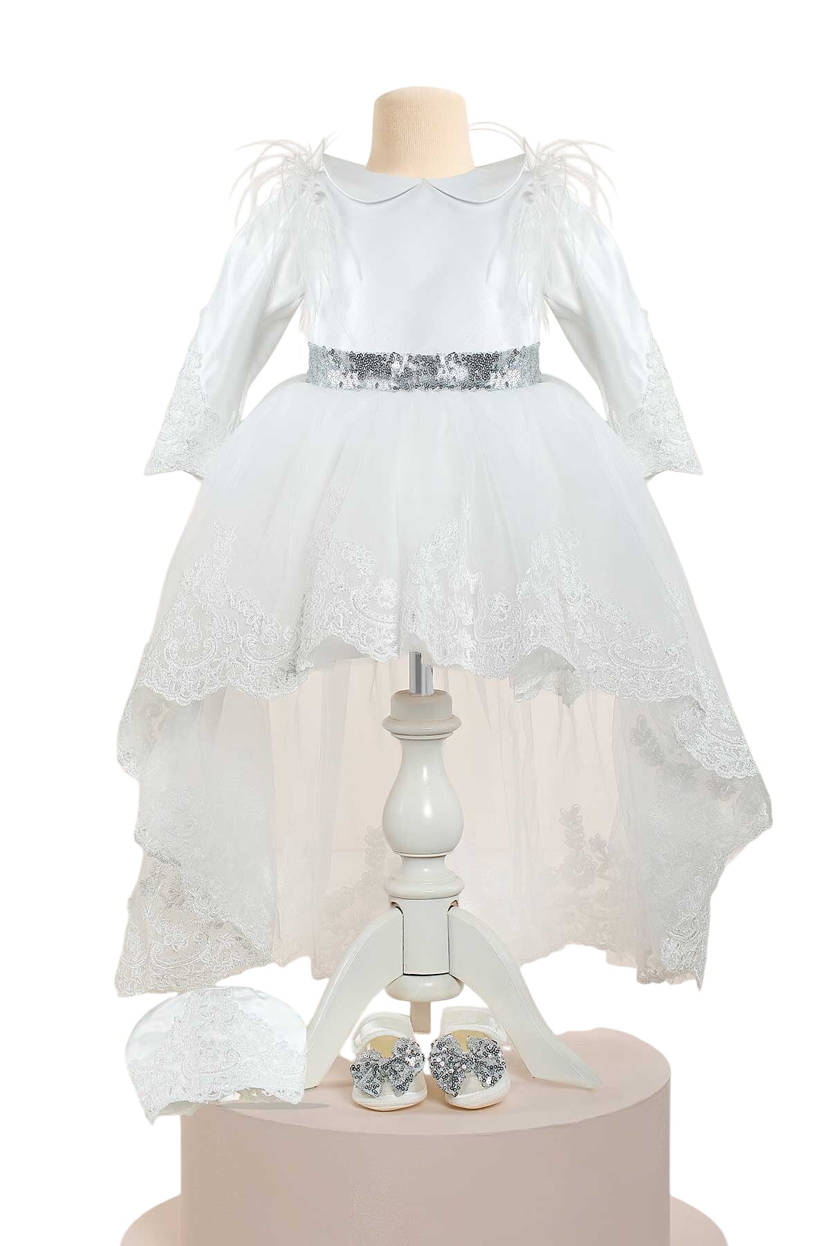 Jaelyn White Baby Dress Set