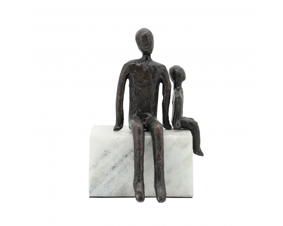 Sagebrook – 9″ Metal Dad & Son Sitting Sculpture