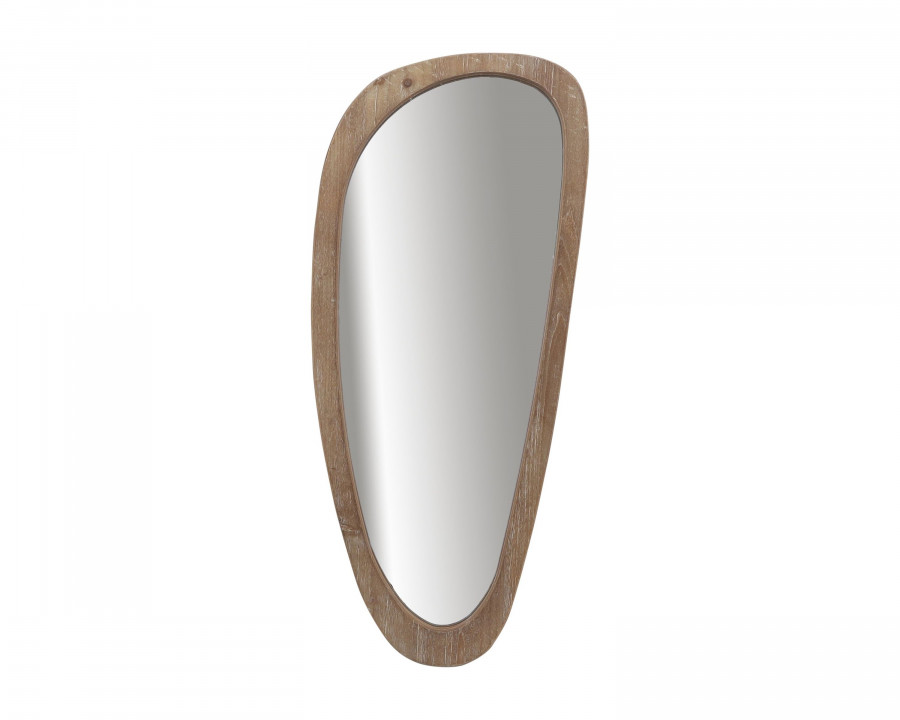 Sagebrook – Wood Egg Shaped Mirror in Brown