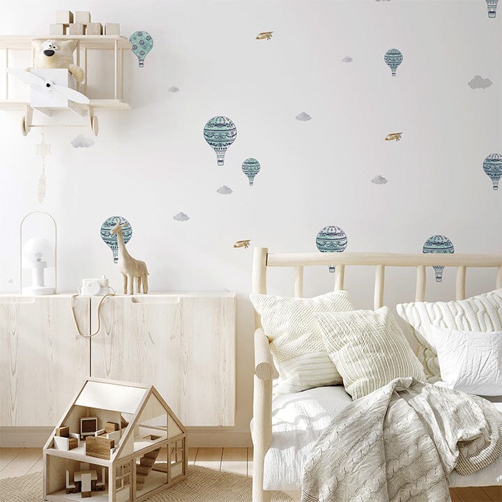 Teal Hot Air Balloon Wall Decals