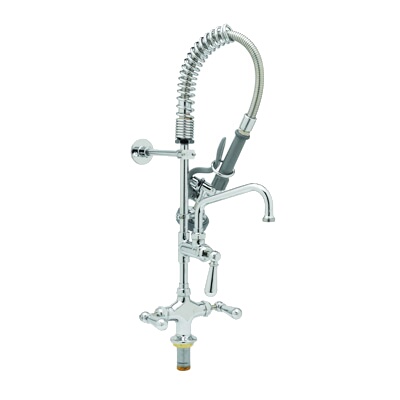 T&S Brass MPZ-2DCN-06 – Mini Pre-Rinse Unit, single hole deck base faucet, compa