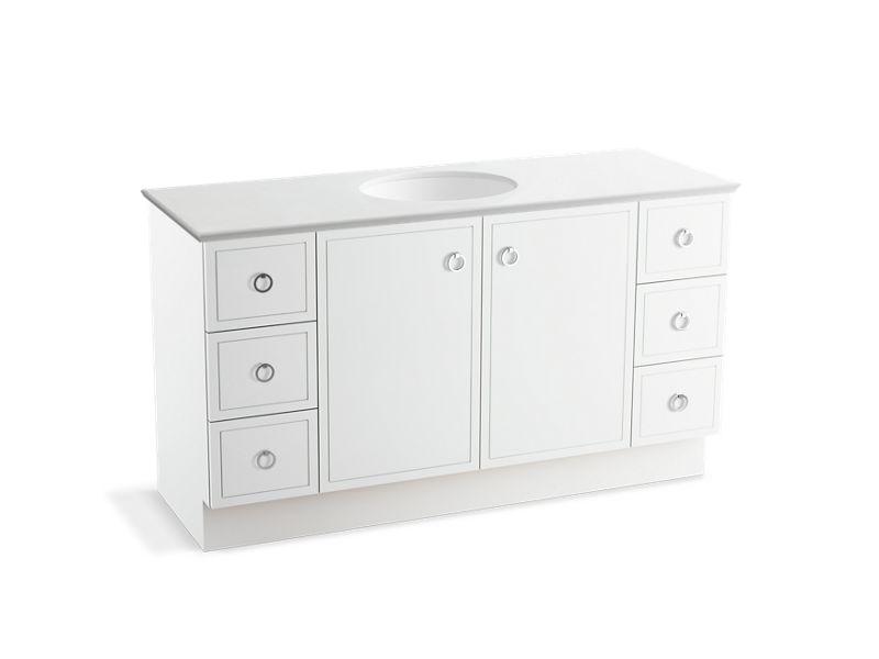 KOHLER K-99510-TK-1WA Jacquard 60″ bathroom vanity cabinet with toe kick, 2 doors and 6 drawers