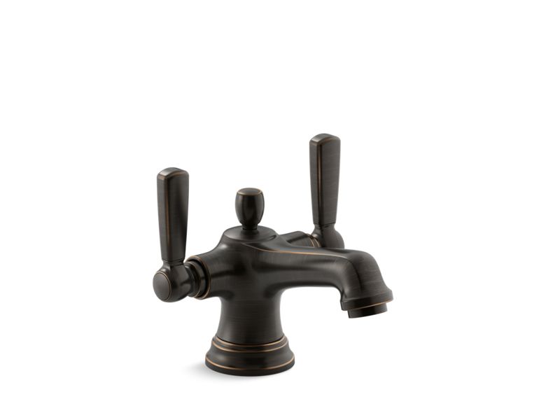 KOHLER 10579-4 Bancroft Monoblock single-hole bathroom sink faucet with escutcheon and metal lever handles